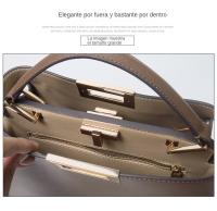Bolso de Cuero Auténtico Para Mujer, Negro, Caramelo, albaricoque, Azul, Turquesa, Burdeos Blanco - details 12
