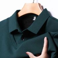 Conjunto de polo de dos piezas de manga larga falsa para hombre, camiseta informal de moda, top multifuncional cómodo para todas las estaciones, bloqueado - details 8