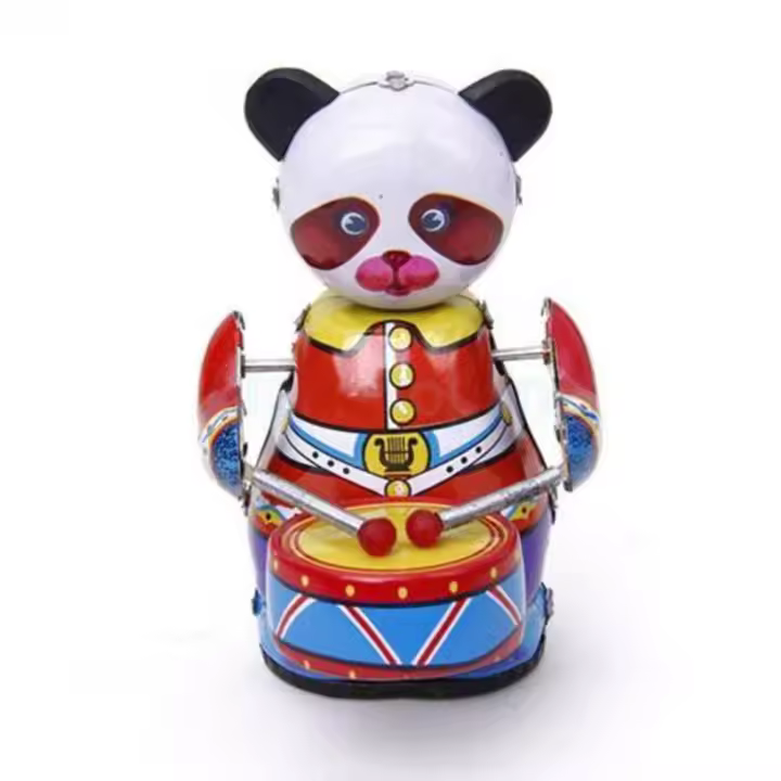 Nueva colección de regalos, tambores coloridos de cuerda para golpear, Robot de Metal, baterista, figuras de juguete, juguete coleccionable de primavera - 1
