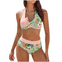 Bikini con estampado floral para mujer, traje de baño de dos piezas, de cintura alta, para adolescentes - details 1