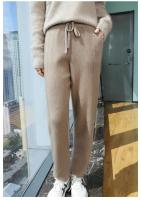 Pantalones de Cachemira para Mujer Otoño-Invierno Cintura Alta, Color Sólido, Estilo Casual, Ajuste Suelto, Pantalones de Punto para Exteriores - details 14