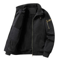 Abrigos de estilo Retro para hombre, Parkas gruesas de lana para exteriores, abrigo con cuello abatible, chaquetas de traje de vuelo sólidas a prueba de viento, invierno, nuevo - details 2
