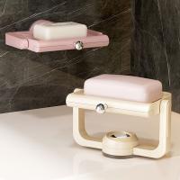 Caja de jabón giratoria con ventosa estilo crema, soporte para jabonera no perforado montado en la pared, estante de almacenamiento de jabón extraíble impermeable - details 4