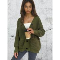 Suéter de punto para mujer Otoño Primavera Cuello en V Sólido Corte holgado - details 7