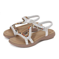 Sandalia sandalias planas huecas de gran tamaño con diamantes y estilo cómodo para mujer en verano - details 3