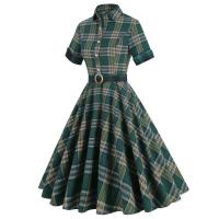 Vestido de Fiesta Casual de Verano 2025 Estampado de Rejilla Vintage para Mujeres - details 11