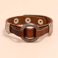 1 unidad de pulsera de cuero de vaca para Hombres, creativa y moderna, joyería, pulsera Punk de Círculo Retro Simple - details 1