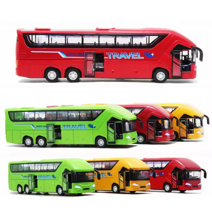 4 ruedas juguetes educativos vehículos de juguete conjunto de vehículos coche modelo de autobús modelo de autobús coche de juguete autobús de juguete autobús de larga distancia autobús de dos pisos - 1