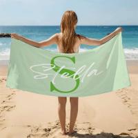 Toalla de piscina con monograma personalizado de gran tamaño con nombre personalizado, playa exclusiva para niños, regalo de vacaciones, toalla de picnic - details 4