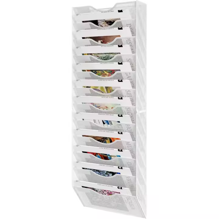 Colgante de Pared Organizador de Documentos 12 Niveles, Revistero para Oficina, Hogar, Escuela, Accesorios, Suministros, Color Blanco - 1