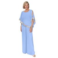 Traje nuevo de verano, traje de moda con cuello redondo, traje de moda de color brillante, camisa de murciélago sin tirantes, pantalones de pierna ancha, traje - details 0