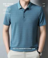 Camiseta de manga corta de seda helada con agujeros de malla para hombre de alta gama, polo transpirable con solapa, ropa de marca, novedad para el verano - details 1