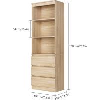 Estantería de Madera de 180cm con 3 Cajones Ideal para Oficina, Salón Organizador de Documentos, Archivadores, Carpetas, Libros - details 2