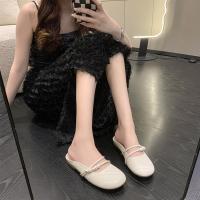 Baotou media zapatillas mujer desgaste exterior, verano nueva noche de hadas viento fondo plano sin tacón persona perezosa zapatos de un pie - details 5