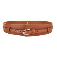 Cinturón ancho marrón para mujer, nuevo estilo con abrigo de vestir, cinturón de cuero genuino desmontable - details 5