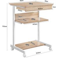 Mesa Ordenadora con Ruedas Pequeña Escritorio para Juegos con Cajón Espacio Límite Negro 79,5x56x51cm - details 2