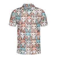 Polos de manga corta para hombre y mujer, camisetas con estampado de dibujos animados de animales, pingüinos, osos, ardillas, botones gráficos, 14 - details 4