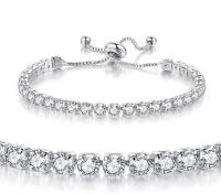 Pulsera de Ley 925 con Circonita Brillante para Mujer, Pulseras Deslizantes de Cadena Ajustable, Joyería Nupcial para Bboda, Día de la Madre, Regalo - details 4
