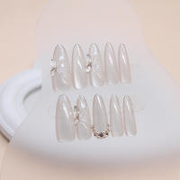 Uñas Postizas De Forma De Tumba Largas Con 30 Piezas Diamantes Brillantes 1 Pegamento De Uñas Y 1 Linterna De Uñas - details 2