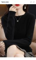 100% suéter de punto de lana Merino Otoño/Invierno 2024 nuevo jersey de cuello redondo para mujer Top hueco 11 colores abrigo versátil NJR1107 - details 25
