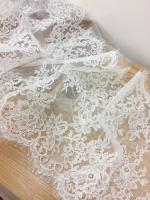 Exquisito adorno de encaje francés Alencon de 3 yardas, hermoso velo de novia, encaje de boda, encaje Floral de pestañas bordadas - details 1