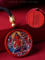 Colgante guardián de Buda Thangka pintado con cinabrio con alto contenido de colgantes del año del zodíaco del dragón de arena roja para hombres y mujeres - details 2
