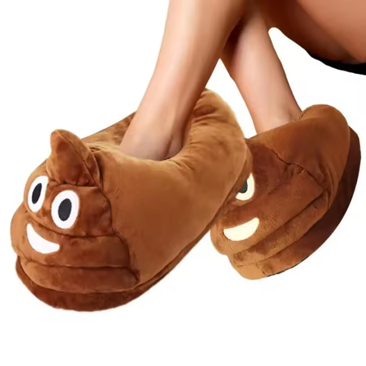 Zapatillas de casa de felpa suaves y calientes Expresión divertida de basura - 1