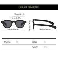Gafas de sol redondas pequeñas a la moda para mujer, gafas de sol Retro transparentes con lentes oceánicos UV400, gafas de sol Punk con remaches para hombre - details 0