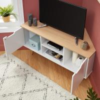 Mueble de TV, Cloruro de polivinilo, Roble y Blanco, L115cm - details 3