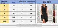 Nuevo producto verano 2025 color sólido con cuello en V, cintura cruzada plisada, vestido sin mangas, midi y largo, vestido largo de mujer - details 0