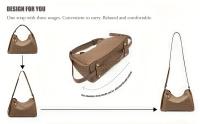 Elegante bolso de mujer de cuero genuino con correa de hombro ajustable y cierre de cremallera - Resistente a la decoloración, varios colores (gris oscuro/gris/blanco/negro) para desplazamientos y uso diario, bolso de cuero, accesorio elegante, bolso resi - details 4