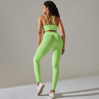 Conjunto de Yoga Sin Costuras para Mujeres Chaleco de Entrenamiento, Pantalones, Sujetador, Shorts de Gimnasio, Leggings de Correr de Cintura Alta Conjuntos Deportivos - details 20
