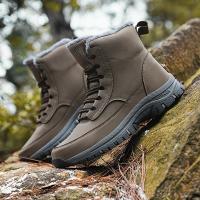 Botas De Invierno Con Piel Antideslizantes Impermeables Para Hombre Botas De Nieve Alta Top Microfibra Cuero Sintético Lining De Plush - details 4