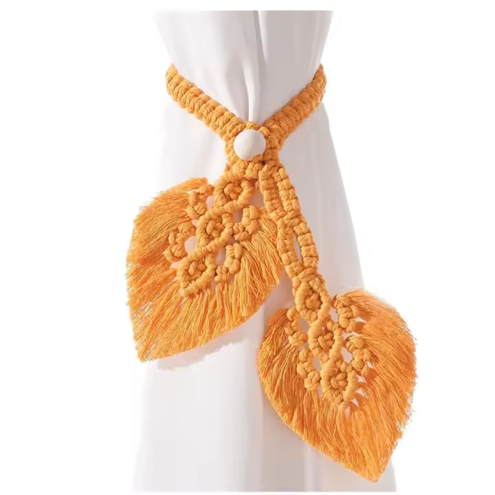 Tiebacks de cortina bohemios hechos a mano, lazo de cortina de cuerda Natural, soportes de cortina ajustables decorativos, paquete de 2 - 1