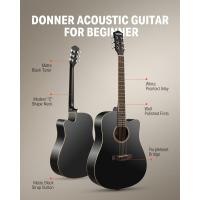 Guitarra Acústica para Adultos Guitarra 4/4 Kit 41 Pulgadas de Principiante con Afinador de Cuerdas Cejilla Negra - details 1