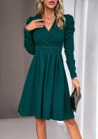 Elegante V-cuello Vestido para Mujer Color Sólido de Alta Calidad Estilo Retro Casual Moda Femenina - details 20