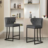 Juego de 2S Taburetes de Cocina Altos Estilo Bar con Resaldo y Reposapiés - details 1
