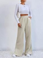 Pantalones de pana para mujer, cintura alta recta, pierna ancha, otoño, elegantes y originales - details 11