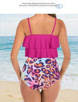 Sexy con volantes con cintura alta y cojín en el pecho, traje de baño dividido en bikini para mujer - details 8