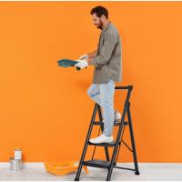 Plegable de 3 Peldaños Capacidad de 400 kg con Pedales Antideslizantes Anchos, Barandilla, Escalera de Tijera de Acero, Escalón Taburete para Hogar Cocina Oficina, Negro - details 6