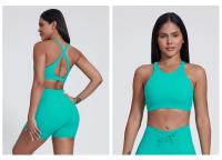 SHINBENE-Sujetador deportivo de cuello alto para entrenamiento, sostén con relleno cruzado en la espalda, ideal para Yoga - details 9