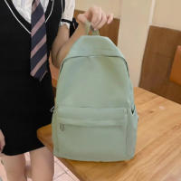Mochila escolar impermeable para mujeres, mochila escolar de gran capacidad, cremallera suave, color sólido, mochila casual para - details 2
