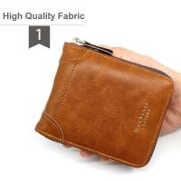 Cartera corta con cremallera para hombre, tarjetero informal de cuero PU con bolsillo para monedas - details 12
