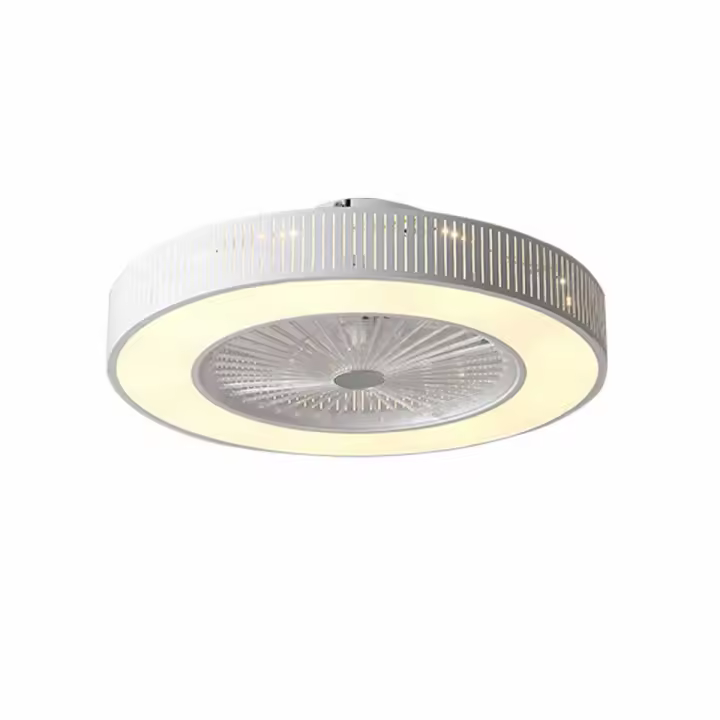 Ventilador de techo LED redondo, lámpara regulable con control remoto, 23 pulgadas, sala de estar y dormitorio - 1