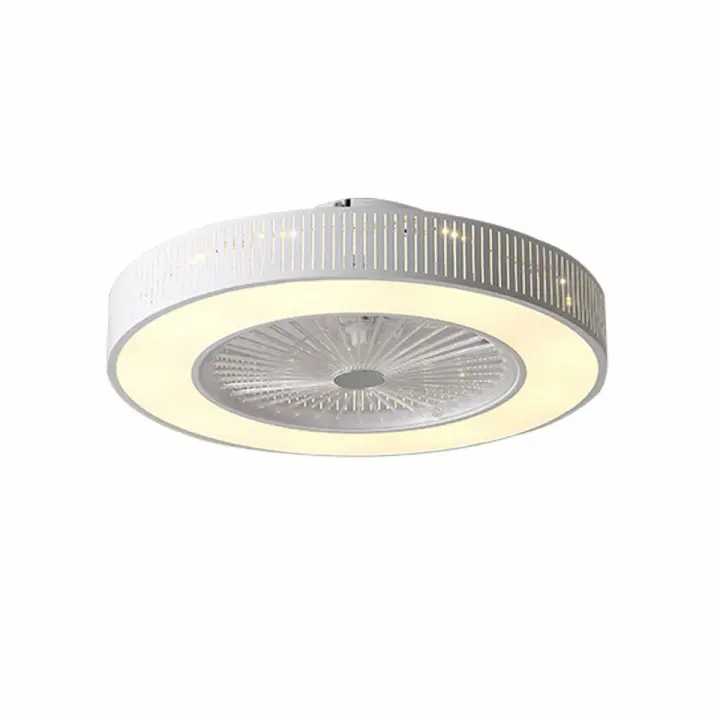 Ventilador de techo LED redondo, lámpara regulable con control remoto, 23 pulgadas, sala de estar y dormitorio - 1