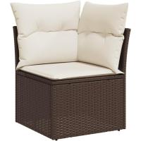 Set de Muebles de Jardín y Cojines 3 piezas, Sillas con Respaldo, Sofás Modulares, Asientos para Patio Terraza, Ratán Sintético Marrón - details 1