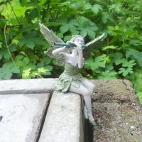 Estatua de Hadas Tocando la Flauta Escultura de Ángel para Jardín Decoración al Aire Libre - details 1