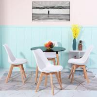 Juego de Mesa de Comedor y Sillas, 1 Mesa Redonda de 80 cm + 4 Sillas Blancas, de Diseño Nórdico - details 91