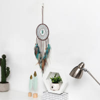 Red de atrapasueños turquesa Simple, colgante de pluma de un solo anillo, colgante creativo para balcón, sala de estar y dormitorio - details 2