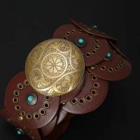 Cinturón de disco bohemio ancho exagerado con remaches, pretina de cuero occidental ajustable Y2k turquesa para mujer, cinturón Vintage para chica picante - details 25